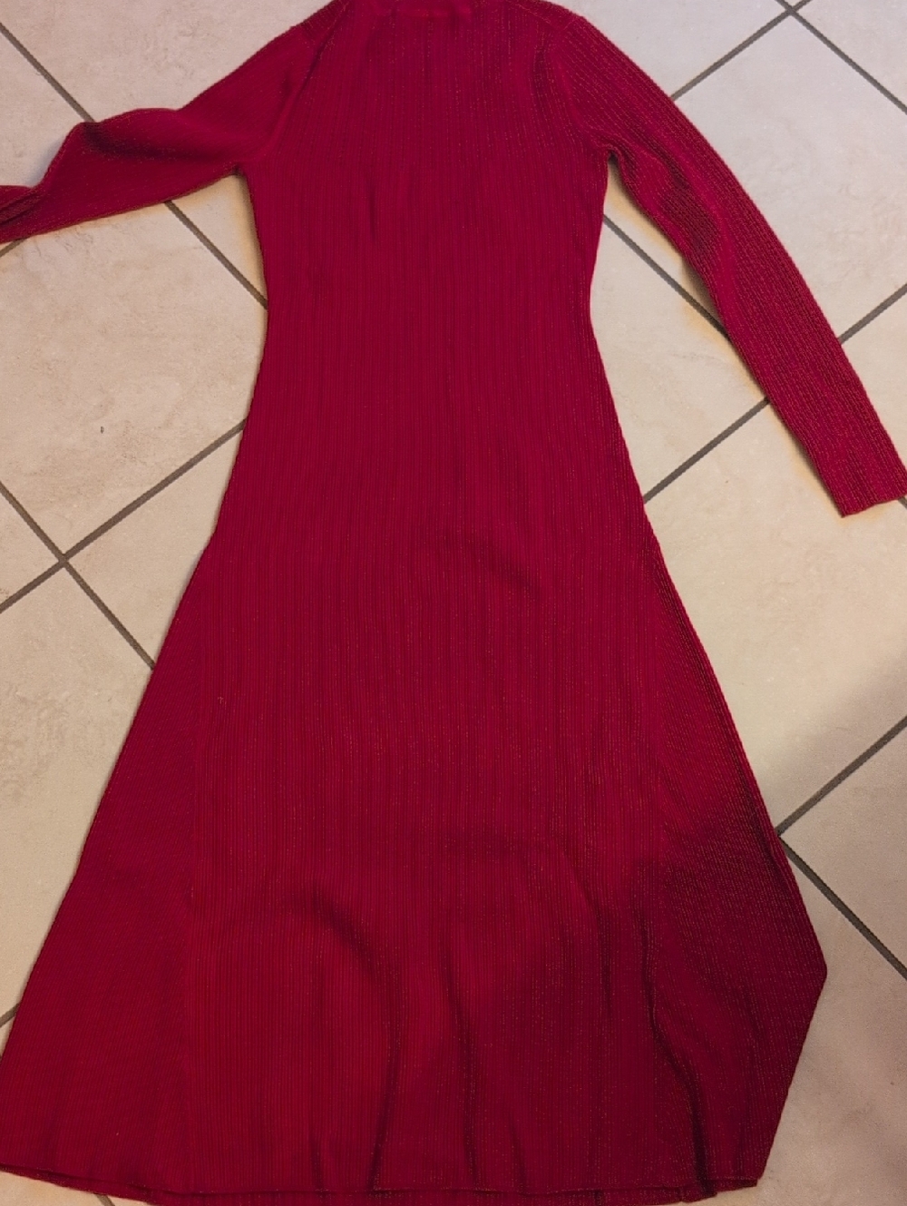 NWT Madewell Talia Rib The Signature Knit Crewneck Midi Dress Crimson Red - Picture 3 of 15